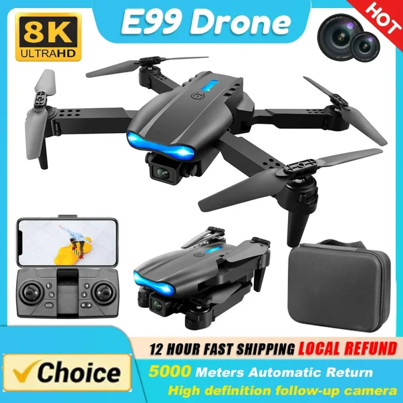 E99 Pro Drone Professional Wide Angle RC Dron HD 4K Camera Mode Foldable Helicopter Aircraft Quadcopter Drone Kid Gift Toys 