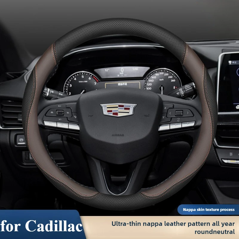 Leather Car Steering Wheel Cover for Cadillac Escalade Optiq XT4 CT5 Lyriq XT6 XT5 Steering Wheels Interior Accessories 2025