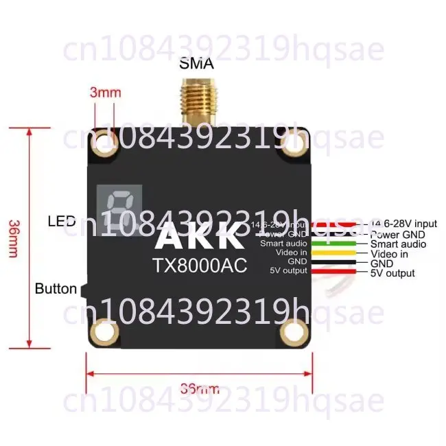 AKK VTX TX8000AC 5.8G 8w Plastic FPV VTX Long-distance Transmission 96CH Chart Crossover Machine with TBS for RC Parts and Accs