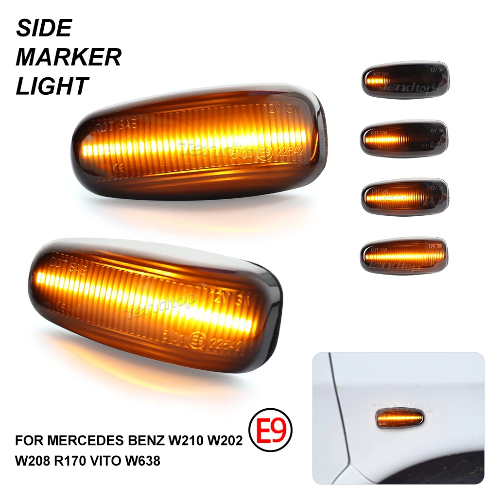 Car Tools LED Side Marker Turn Signal Lights For Mercedes Benz W210 W202 CLK W208 SLK R170 W638 Sequential Blinker Light Amber