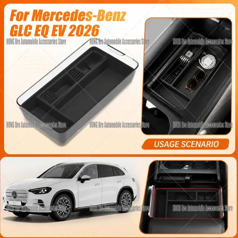 For Mercedes Benz GLC EQ EV 2026 Center Console Armrest Storage Box Organizer Tray Interior Accessories Stowing Tidying