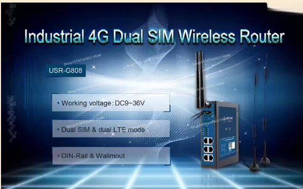 توجيه بطاقة الشبكات الصناعية WIFI 4G LTE VPN/APN آمن لاسلكي USR-G808 ثنائي الشريحة