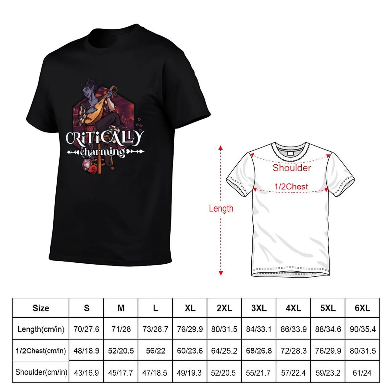 Critically Charming DND Tiefling Bard T-Shirt oversizeds blacks cotton graphic tees T-shirt men