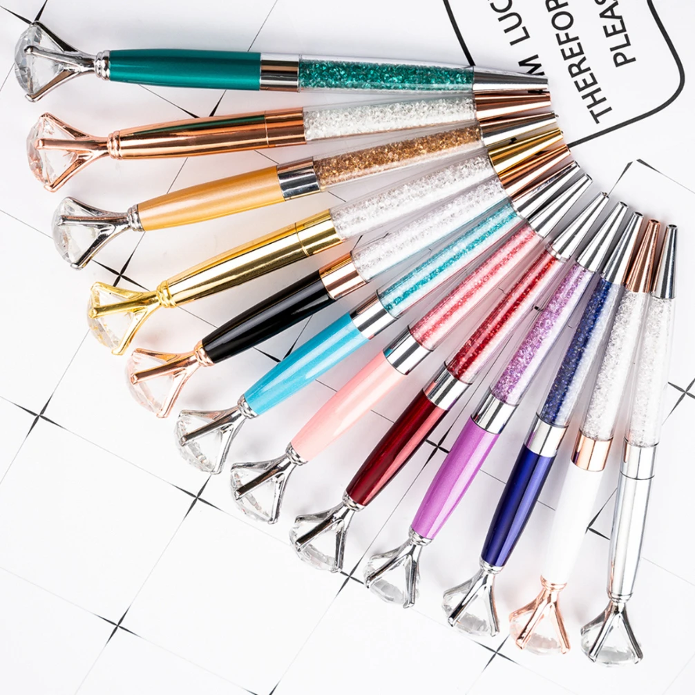 1000pcs Large Crystal Diamond Metal Ballpoint Pen 1.0mm Black Ink Ballpen Student Stationery Office Business Gifts