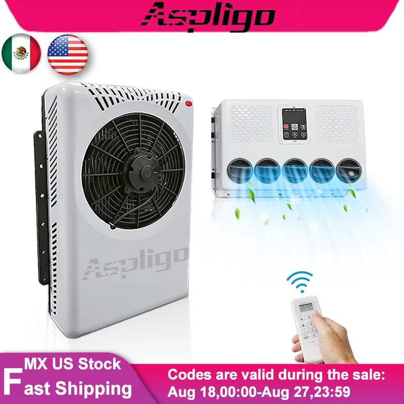 

Aspligo 12V 24V Электрический автомобильный кондиционер New Energy Parking Split Кондиционер для грузовика, автобуса, кемпера, фургона, лодки, охлаждения