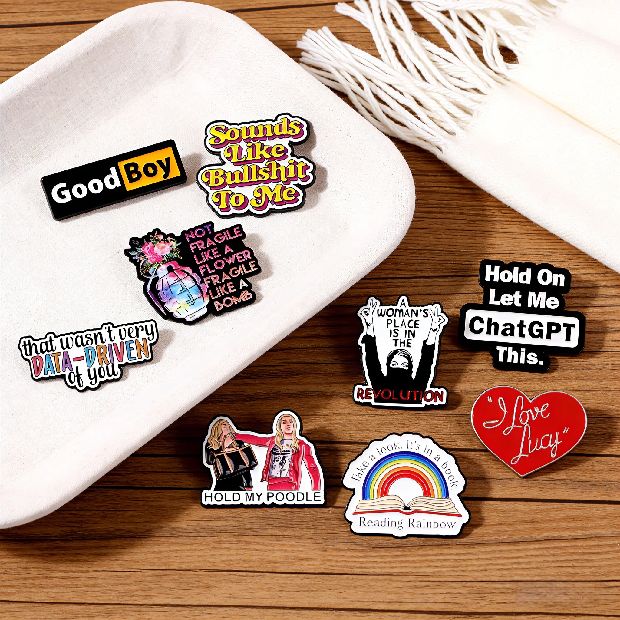 Feminism Quotes Enamel Pin Funny Creative Phrase Brooch Lapel Pins Badge on Backpack Clothing Accessories Fashion Jewelry Gifts