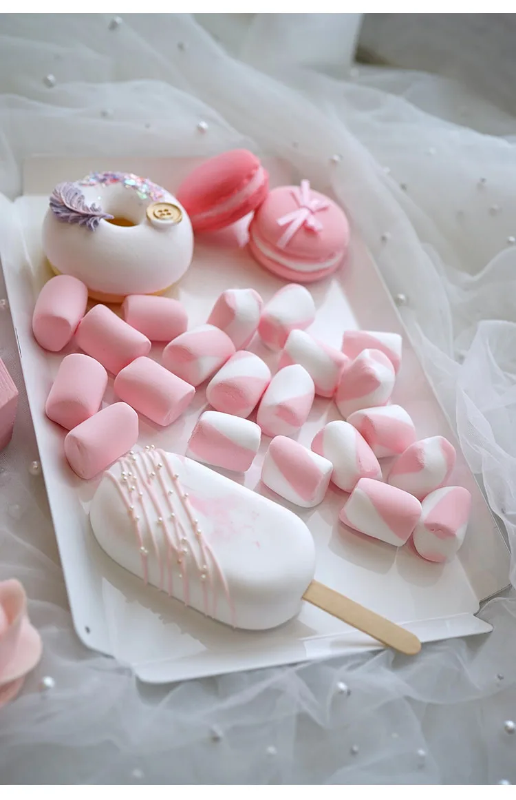 10 Stück künstliche Marshmallows, künstliche Süßigkeiten, Kuchendekoration, Dessert-Kuchendekoration für Schaufensterfotografie, künstlicher Zucker – Detail 6