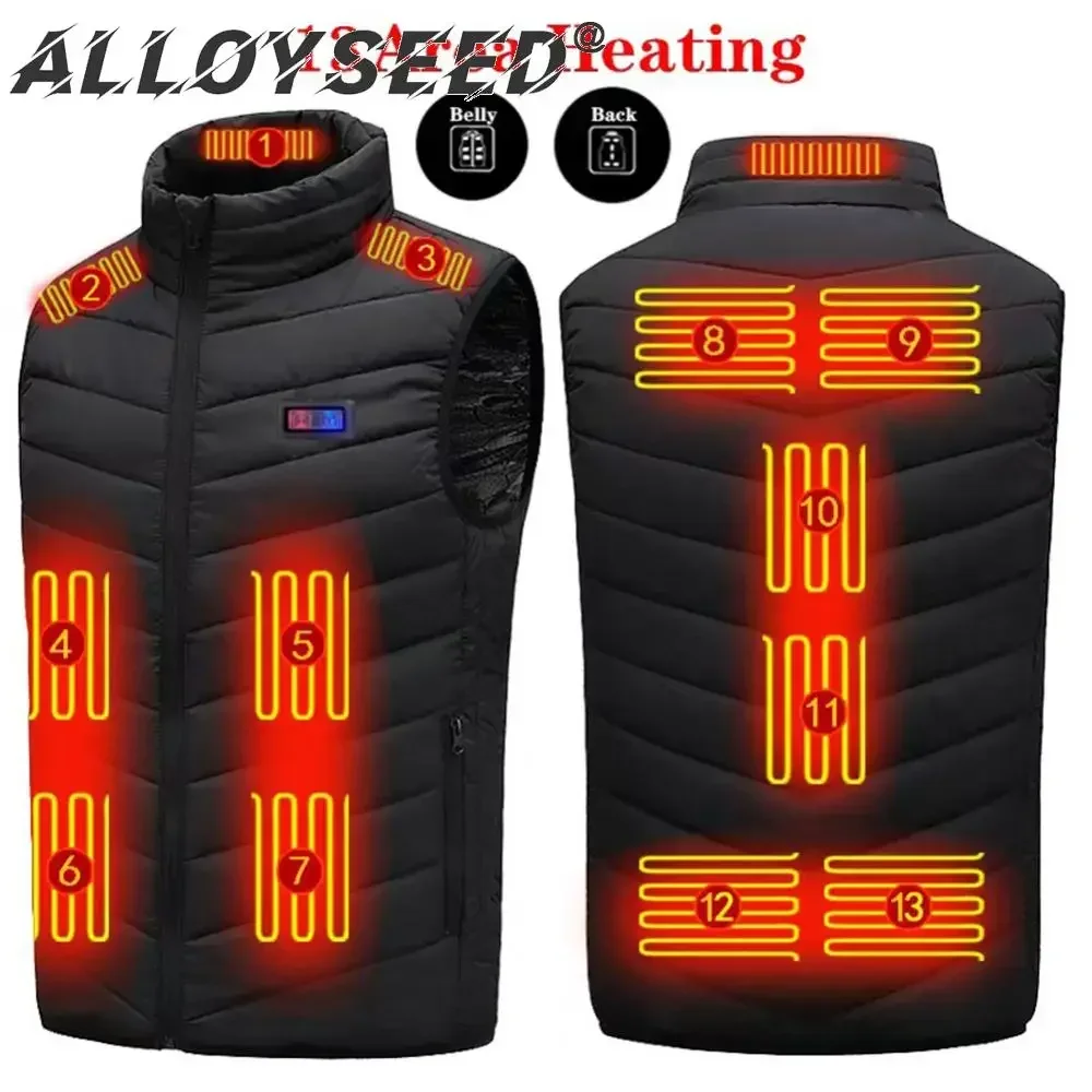 

Мужской осенне-зимний хлопковый жилет с подогревом, 13-зонный жилет с подогревом, женский жилет для кемпинга, теплая зимняя теплая куртка, жилет