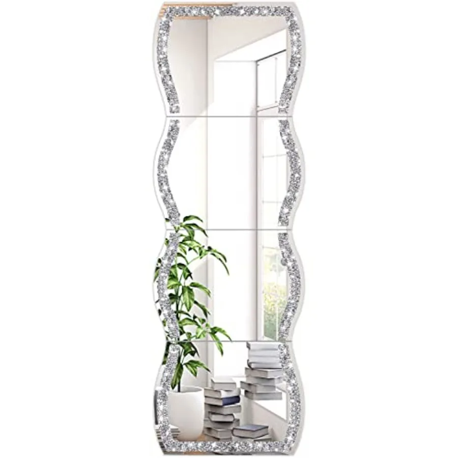 

Wave Pattern Crushed Diamond Body Mirror Set - 11x15 ch Dressg and Makeup Mirror for Decor, Gym, Door 11x15 ch