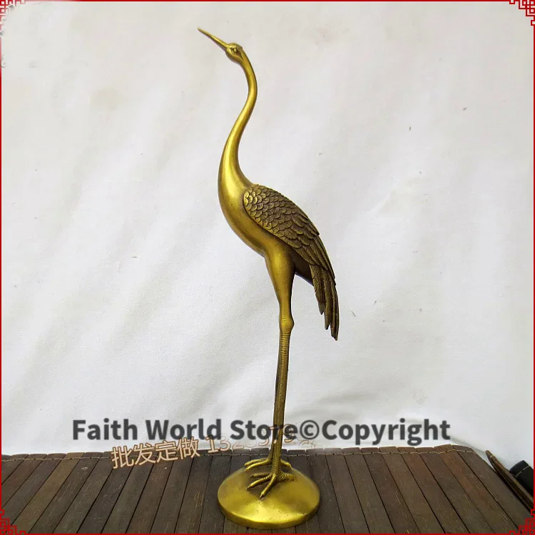 2025 HOME Temple SHOP efficacious Money Drawing GOOD LUCK Mascot # Taoism Buddhism GOD Red-crowned crane FENG SHUI Brass statue