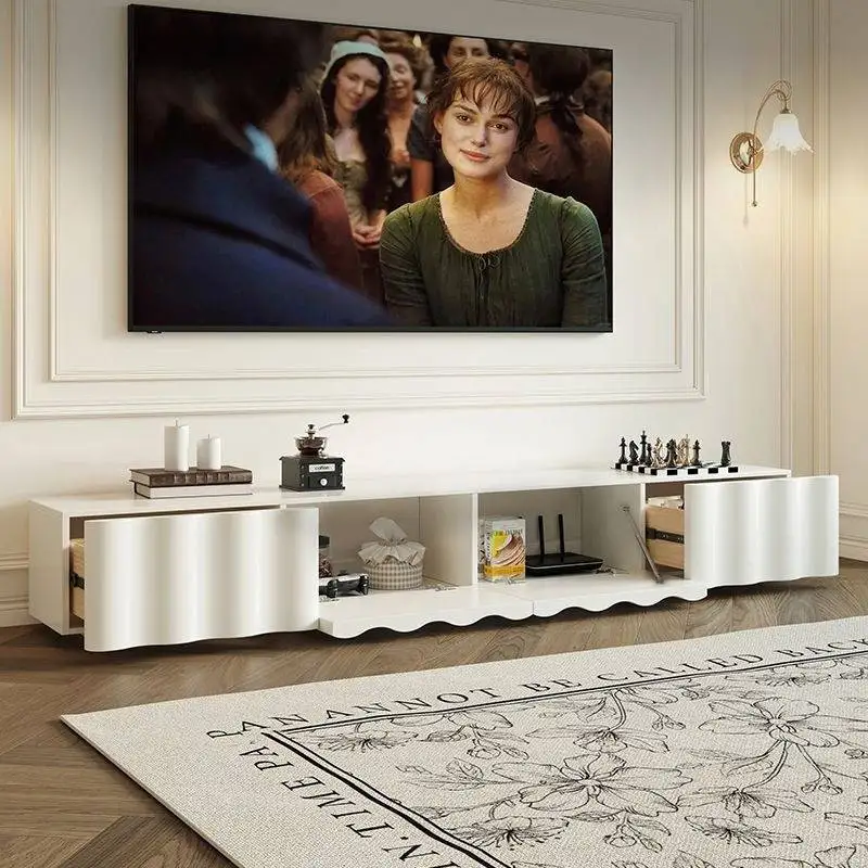 

White Hiding Drawers Tv Cabinet Design Nordic Living Room Tv Cabinet Luxury Modern Storage Meuble Chambre Furniture Apartments