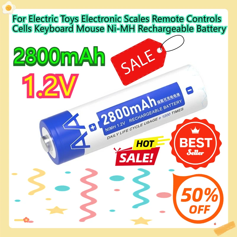 

For Electric Toys Electronic Scales Remote Controls Cells Keyboard Mouse Ni-MH Rechargeable Battery 1.2V AA 2800mAh