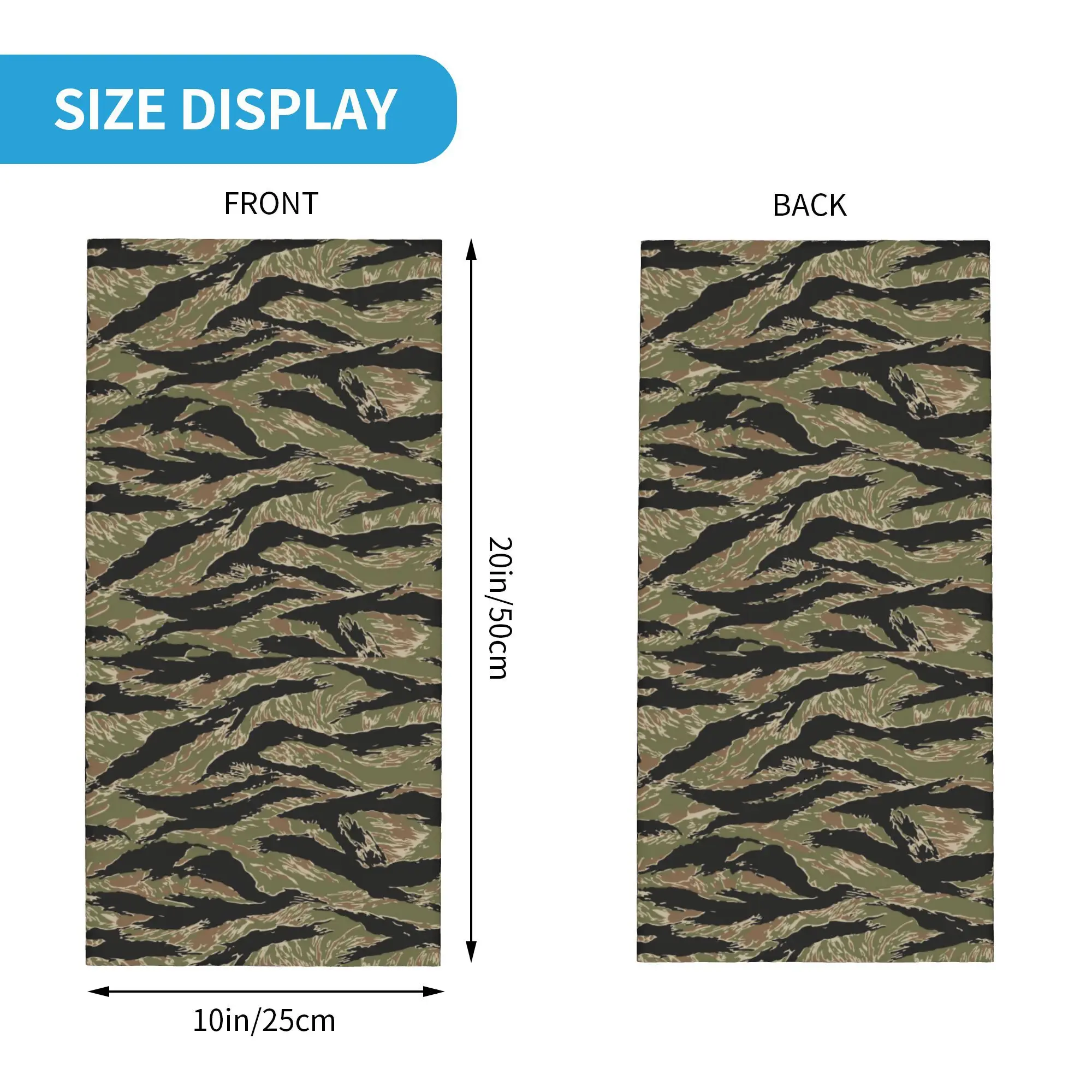 Custom Tiger Stripe Camo Bandana Neck Warmer Women Men Winter Ski Tube Scarf Gaiter Military Tactical Camouflage Face Cover