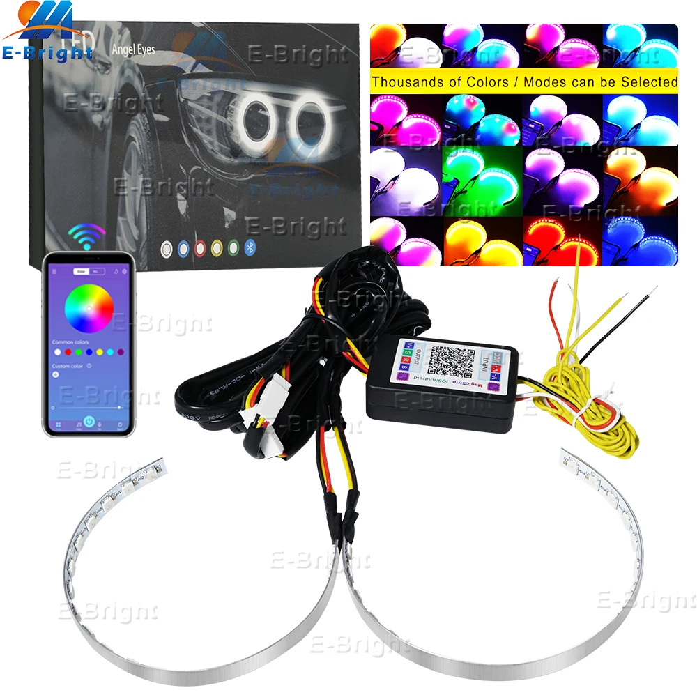 

RGB Streamer Bluetooth APP Devil Demon 1set Angel Eyes Halo Ring for 2.5in 3.0inch Car Motorcycle Headlight Decoration DRL Light