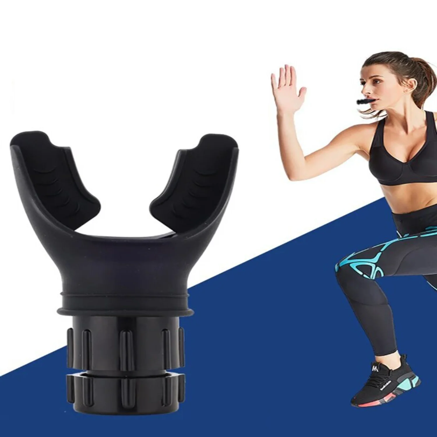 ซิลิโคนทางเดินหายใจเทรนเนอร์กล้ามเนื้อแบบพกพาการออกกําลังกาย Lung ความจุท้อง Breathing TRAINER ปรับ Lung Breath TRAINER