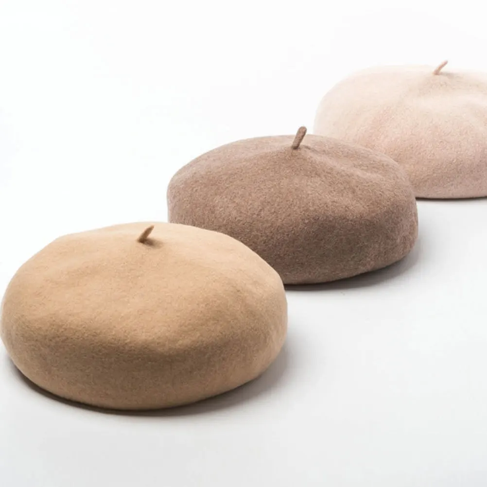 

Lovely Children Warm Beret Hat Autumn Winter Spring Lightweight Portable Travel French Style Daily Wear Mocha