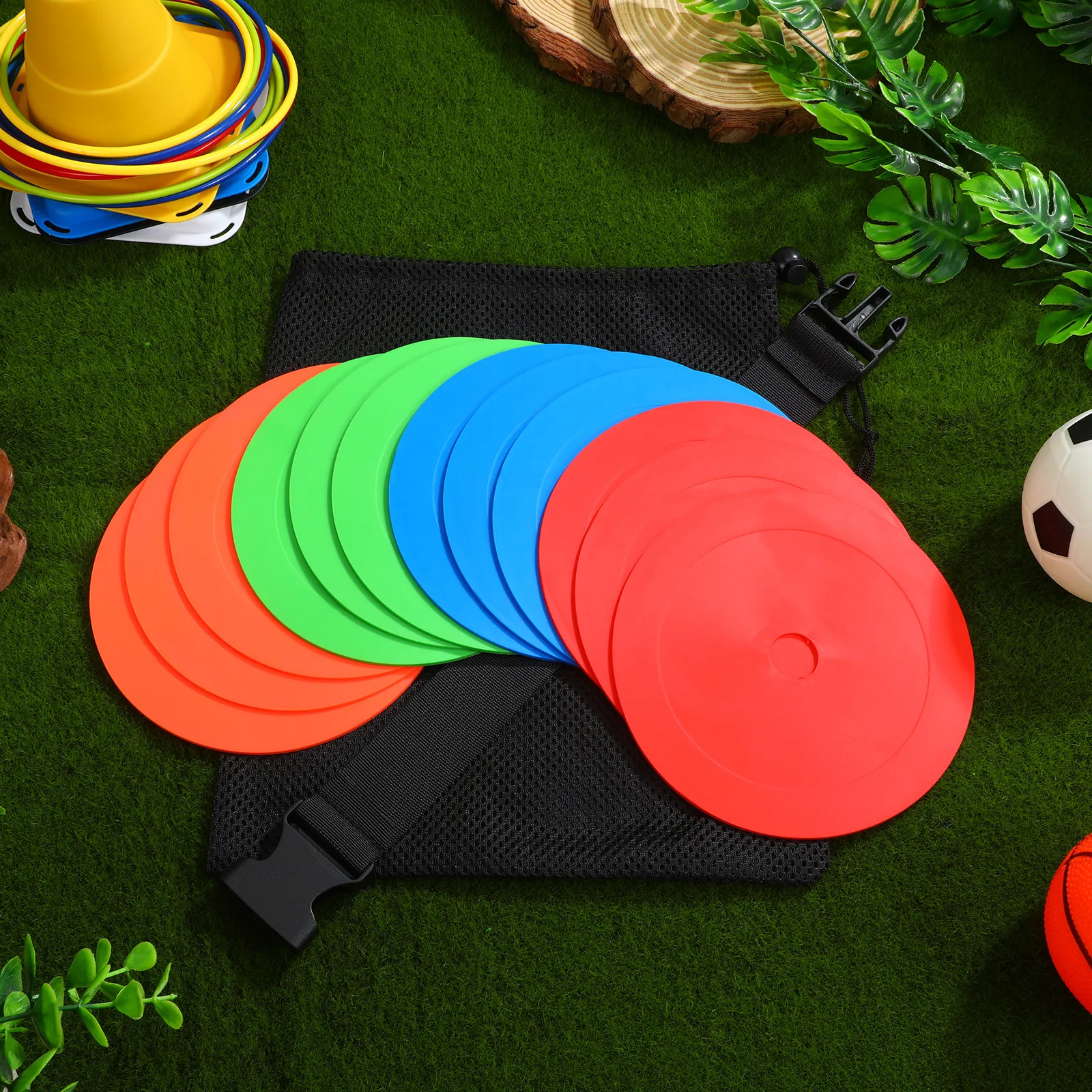 12Pcs Football Training Disc Markers Flat Cones Professional Soccer Spot Markers Indoor Outdoor Agility Drill Equipment