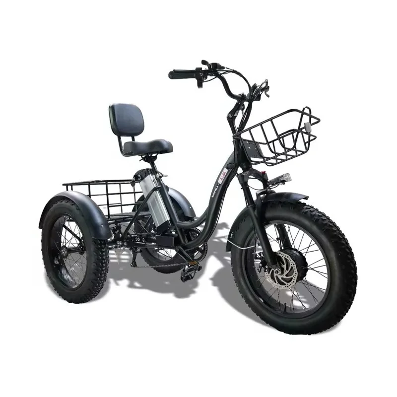 

Fatbike Electric Bike 48v Cargo Electric Tricycle For Adults 3 Wheels With Rear Basket For Men Women Elderly