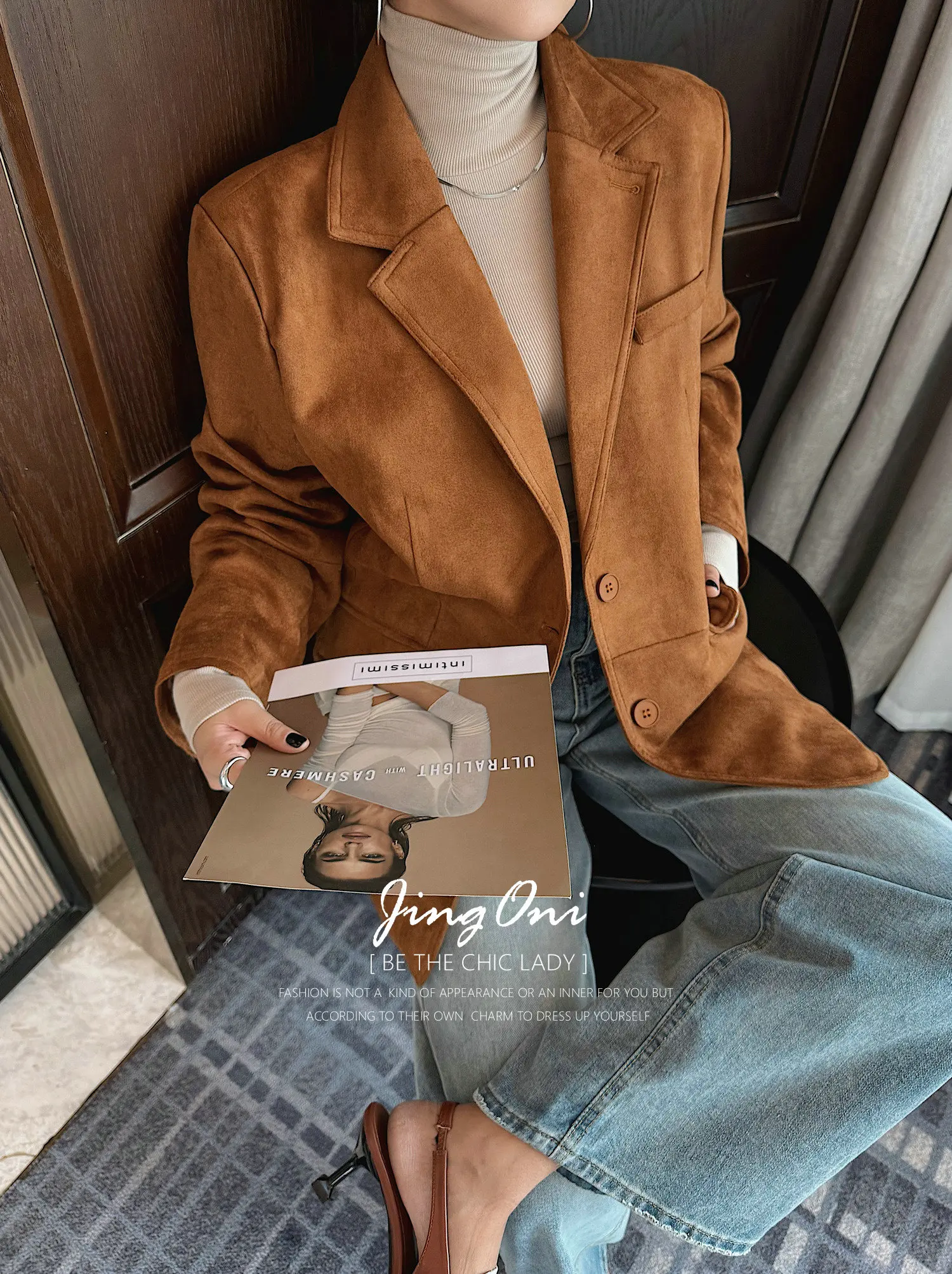 

Blazer Woman Clothes Stylish Jacket Coat Spring Autumn Long Sleeve Korean Elegant 2025 Suede Suit Chic New Luxury Cropped Tops