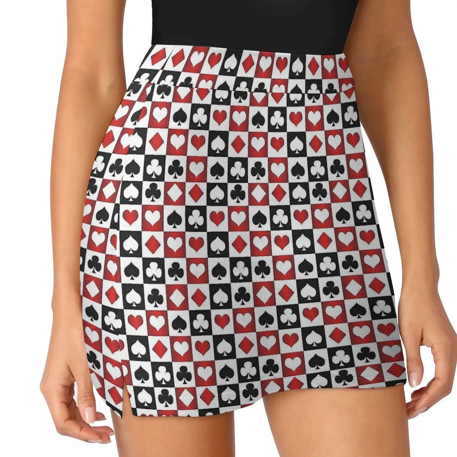 Playing Cards Skirt Womens Card Symbols Vintage Mini Skirts High-waisted Graphic Street Fashion Casual Skirt Big Size