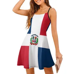 Esotico bandiera della repubblica dominicana vestito fionda da donna umorismo Graphic party abbigliamento donna abito con bretelle classico