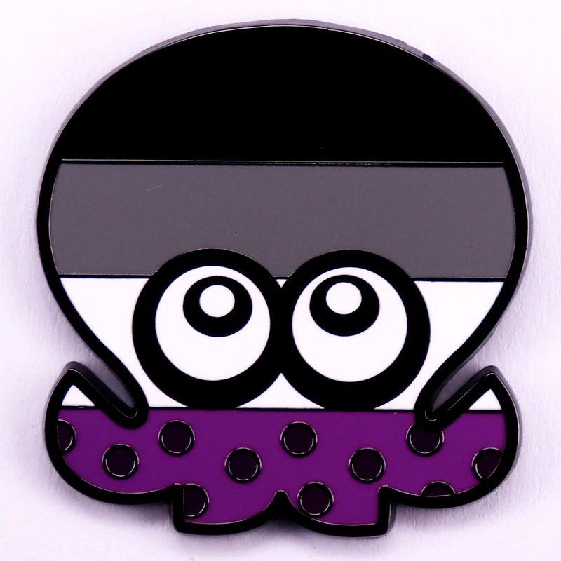 Asexual Pride Flag Enamel Pin Game Splatoons Octopus Inspiration Badge LGBT+ Jewelry Gifts