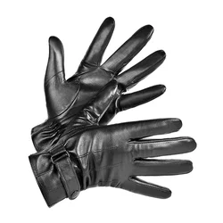 Business Gloves Men Winter PU Leather Touch Screen Plus Velvet Keep Warm Windproof Driving  Autumn Male Black Gloves