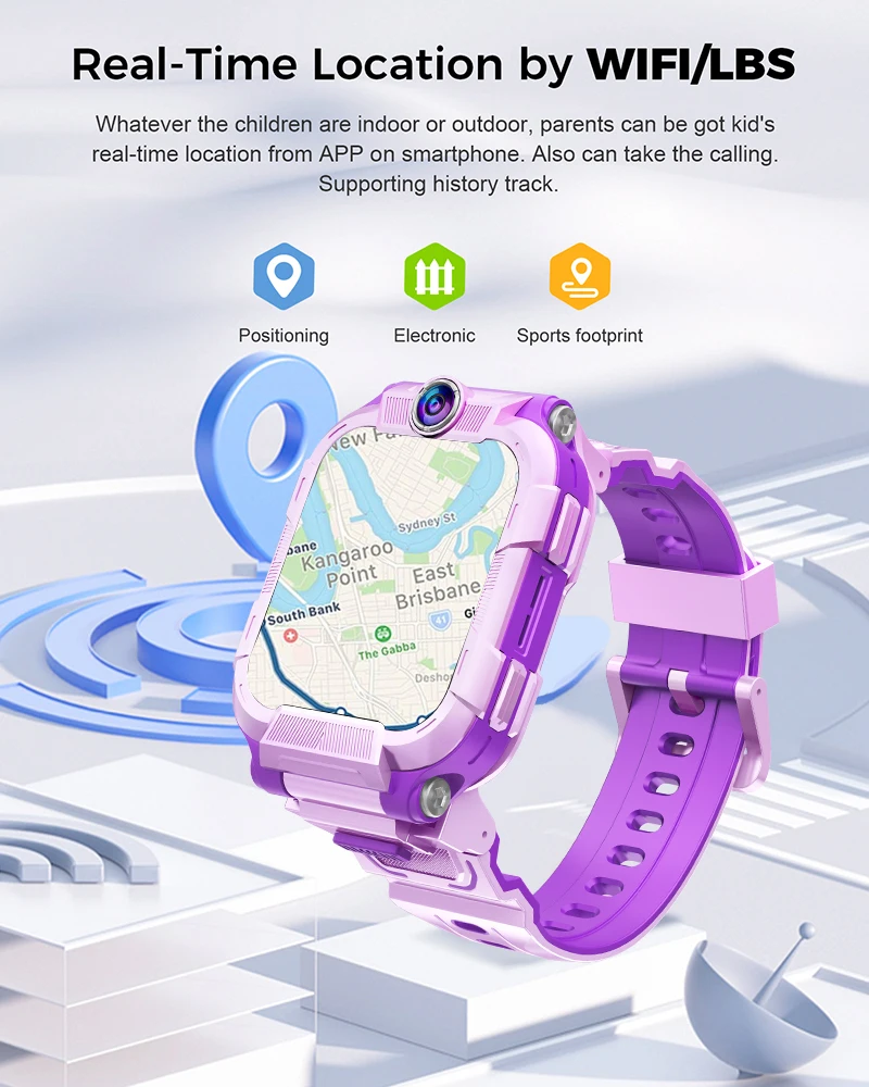 New SIM 4G Kids Smart Watch GPS History Location Track HD Video Call Dual Camera SOS Waterproof LBS Tracker Kids Smart Watch