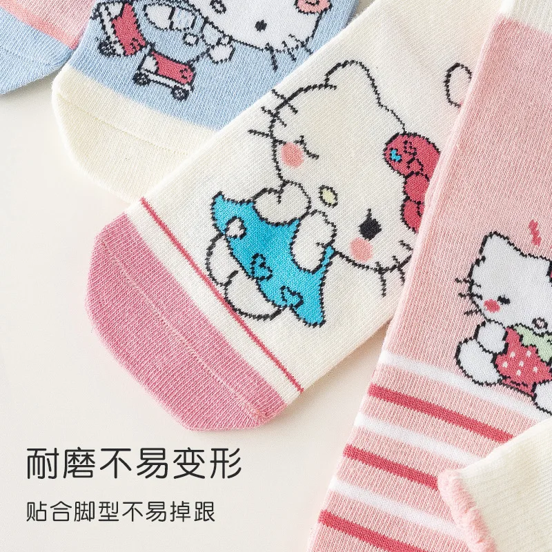 Kawaii سانريو مرحبا كيتي الجوارب أنيمي الجوارب Harajuku السفينة الجوارب خمسة أزواج من الكرتون لطيف الإناث المطبوعة جوارب قطنية بالجملة
