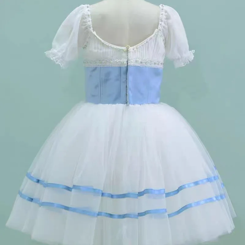 فستان مسابقة الباليه جيزيل/ابنة غير محفورة/تغيرات تنورة تول مخصصة بحاشية الأورجانزا