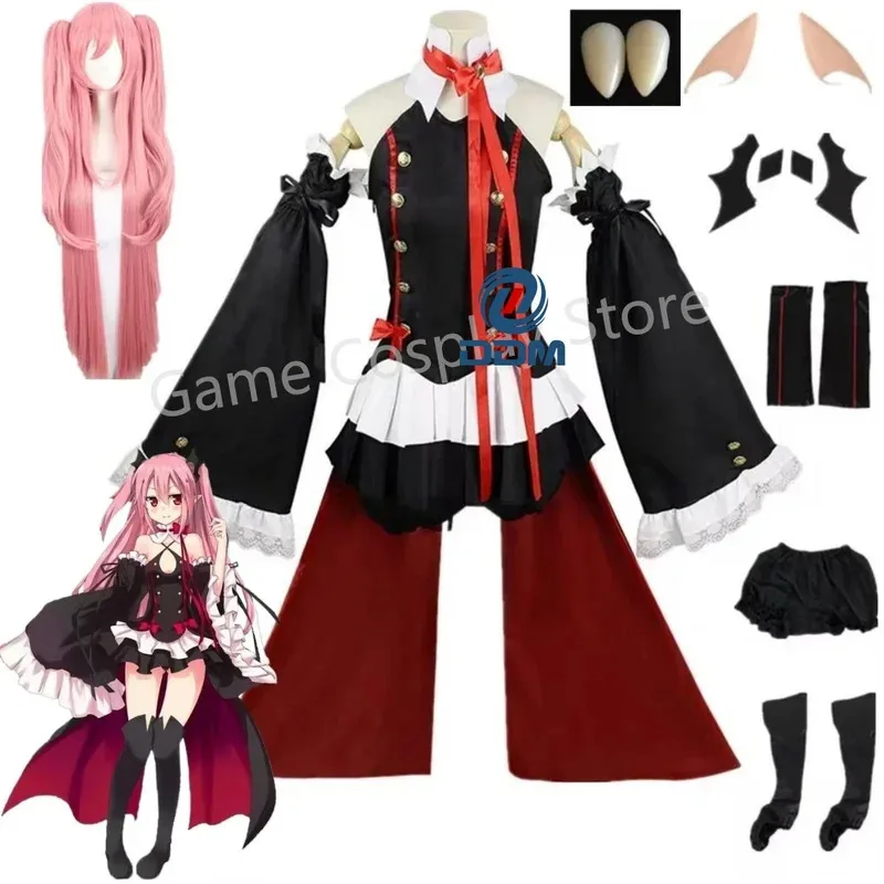 AIAI 2025Anime Seraph of the end Krul Tepes Vampire Wig Elf Ears Cosplay Costume For Women Halloween Carnival Party Comi