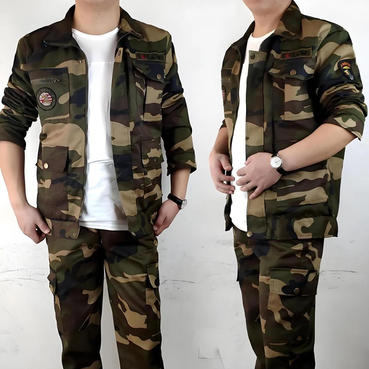 New Camouflage Clothing Men's Suit Spring Autumn Labor Protection Work Clothes Construction Site Wear-resistant Anti Fouling