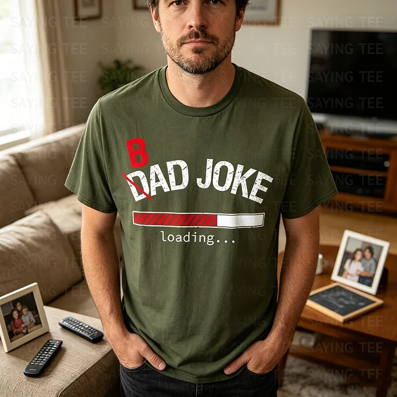 Lustiges T-Shirt mit dem Text „Bad Joke/Dad Joke Loading“ für Papa und Männer, Y2k Persönlichkeits-Mode, weiches Baumwoll-T-Shirt mit Spruch, Kurzarm-Oberteil – Detail 4