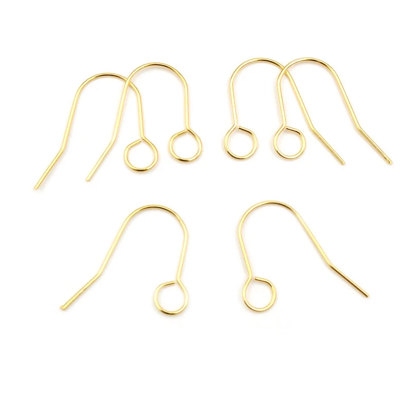 Never Fade 100pcs 19x16/27x20mm Stainless Steel Gold Plated DIY Earring Findings Clasps Hooks Jewelry Making Accessories Earwire