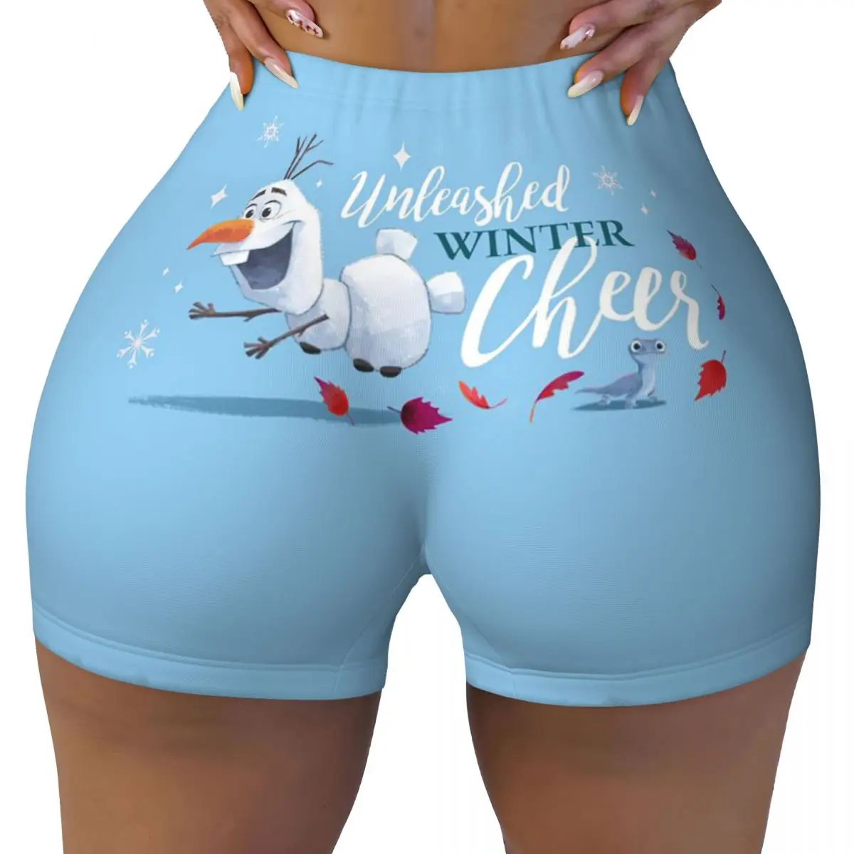 Custom Women's Frozen Olaf Workout Yoga Shorts Gym Athletic Volleyball Biker Shorts