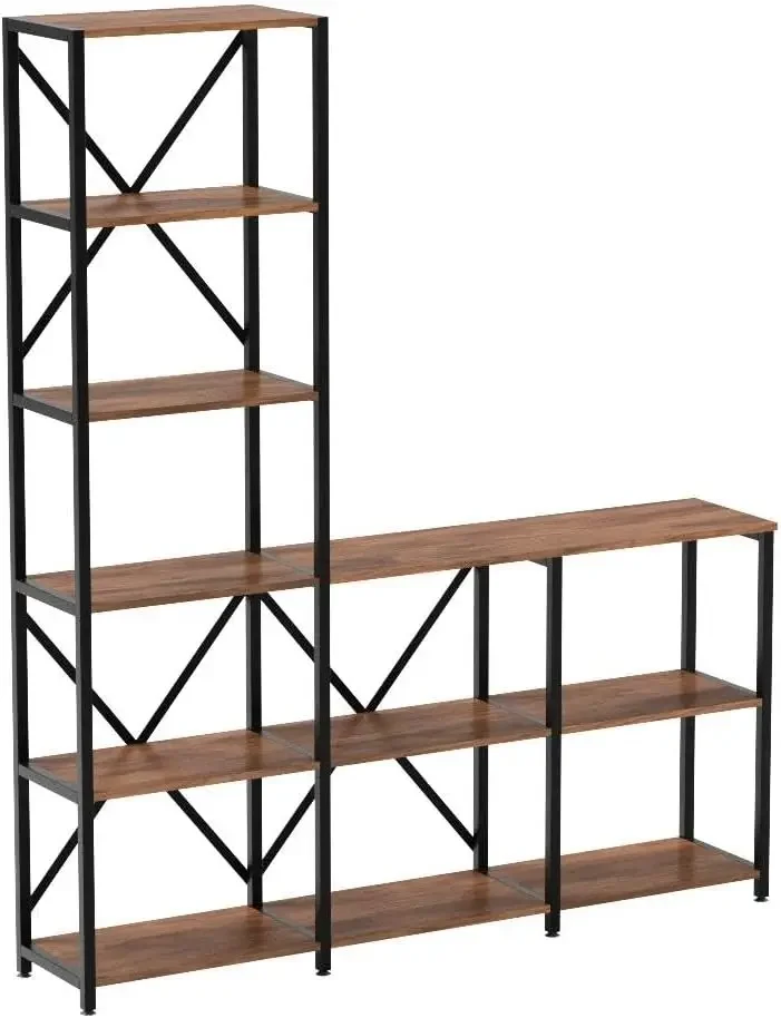 9 Shelves Bookshelves, Industrial Ladder Corner Etagere Bookcase