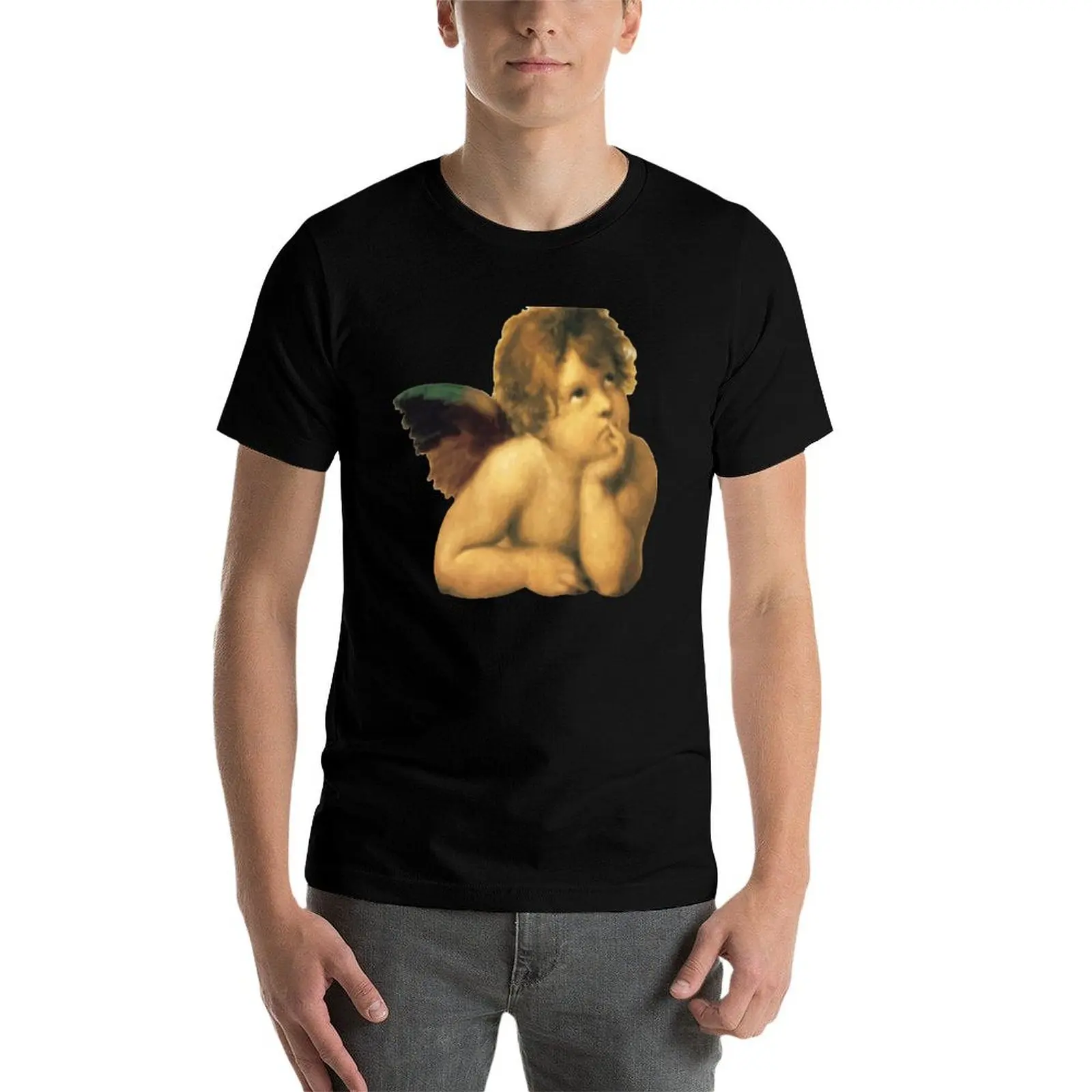 الملاك الكروب من رافائيل سيستين مصلى تي شيرت أنيمي تي شيرت للرجل الرجال تي شيرت القطن 100% رجالي جرافيك تي شيرت تي شيرت #4