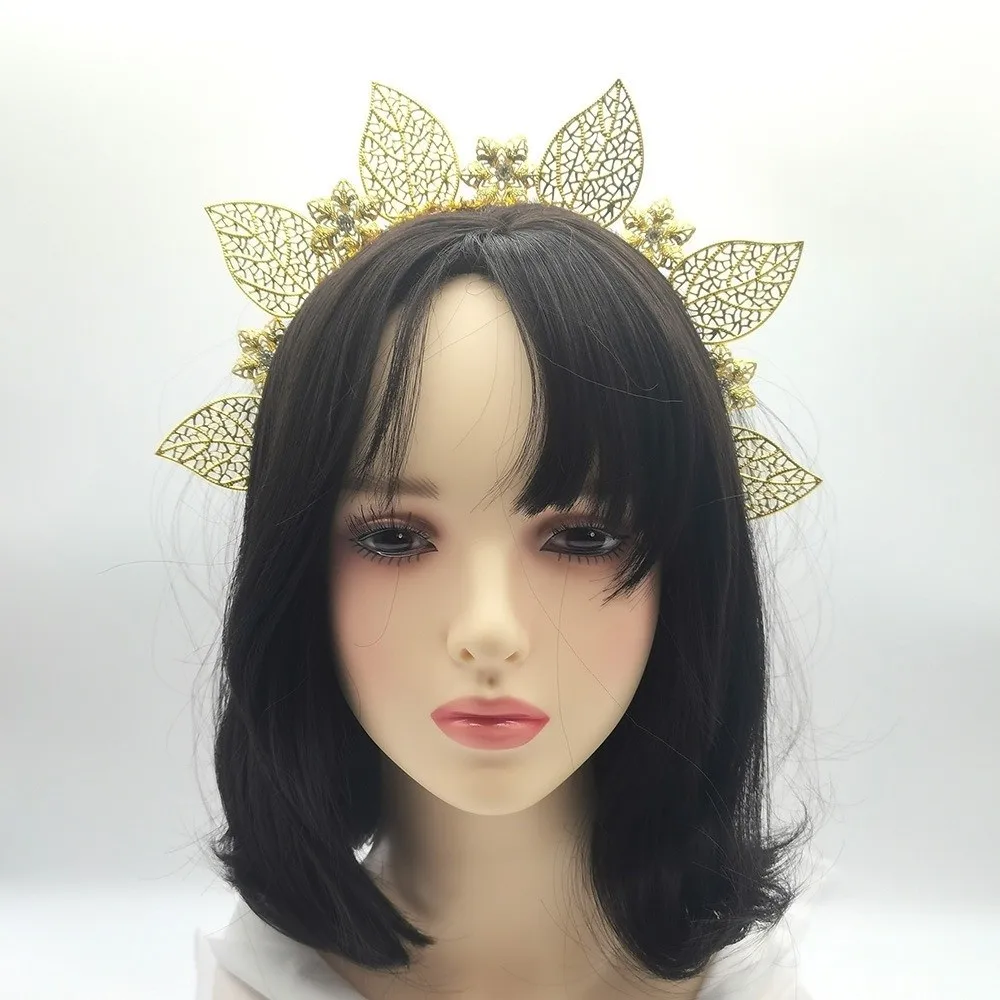 

Vintage Flower Goddess Halo Headband Sun Exaggerated Women Hairband Gold Color Aureole Traditional Festival Hair Hoop Cosplay