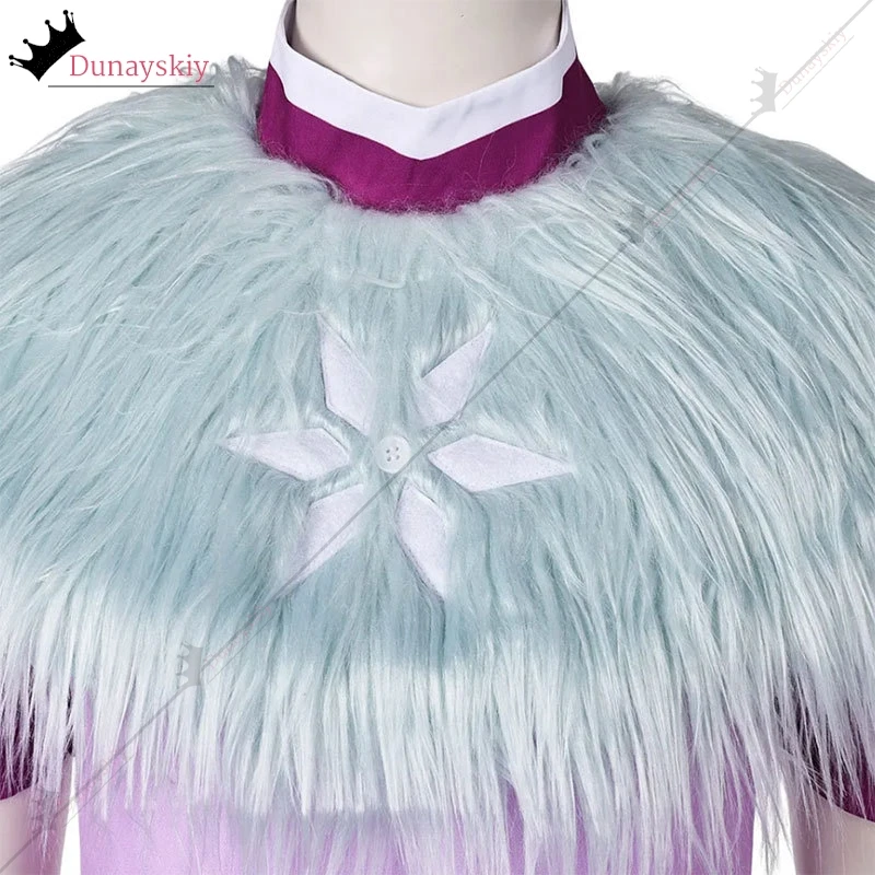 만화 Helluva 코스프레 보스 Andrealphus 롤 플레잉 의상 롱 스커트 모피 목도리 Hallowmas 파티 유니폼 카니발 역할 놀이 정장