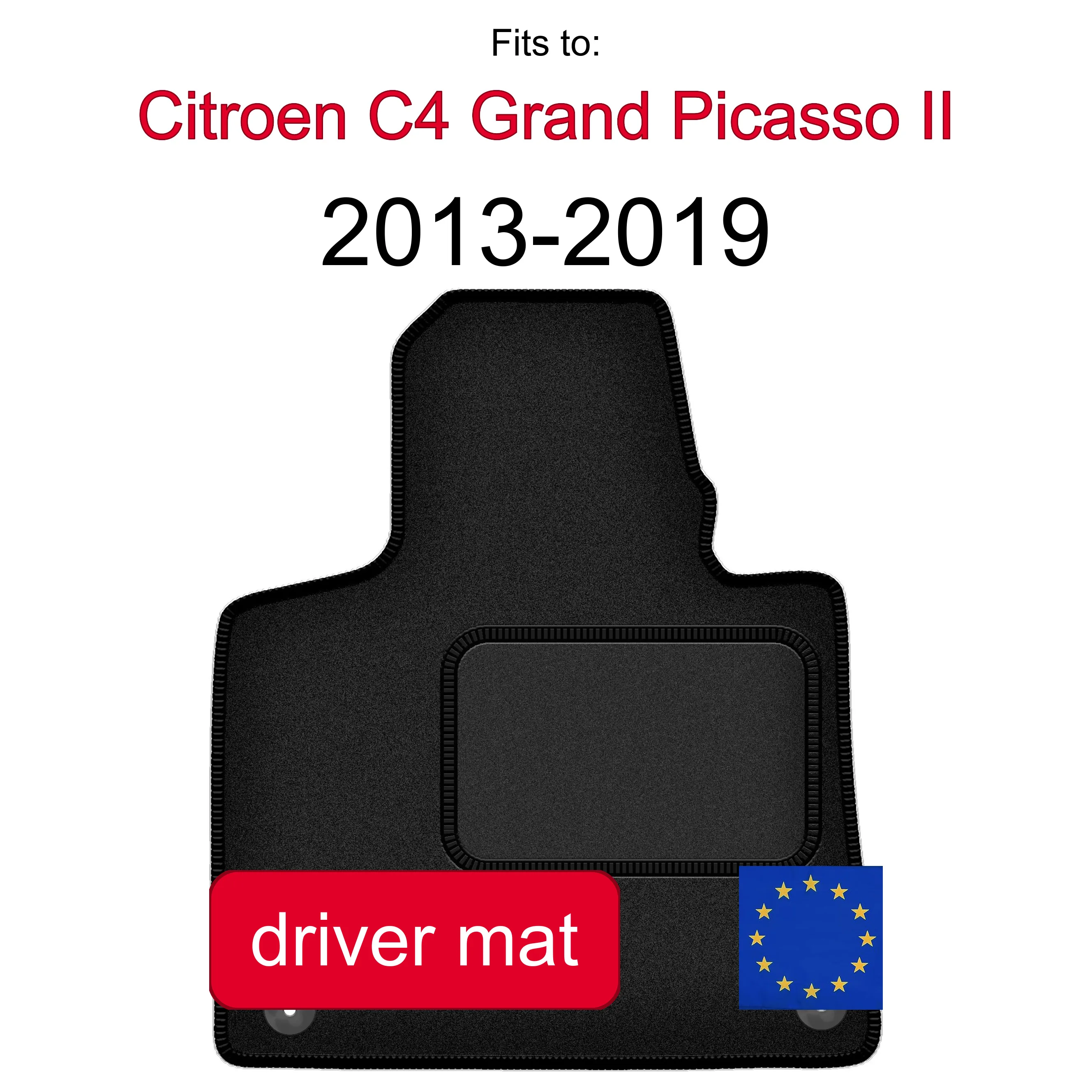Image of Fahrer-Veloursteppich für Citroen C4 Grand Picasso II Minivan 7 (2013-2019) – Schwarze Ausführung (1 Stück)
