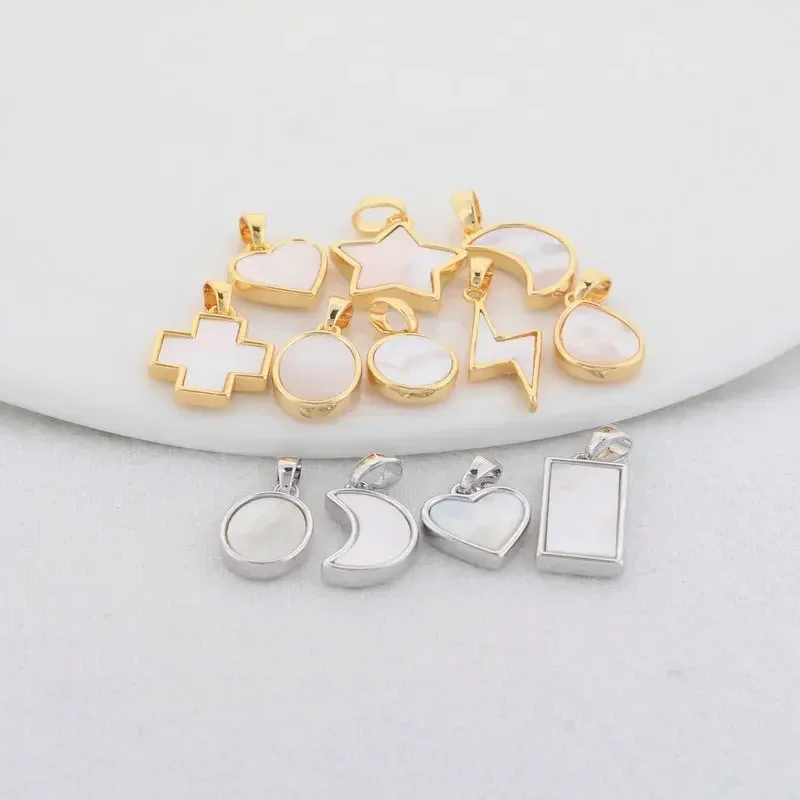 14k cor dourada latão com concha coração estrela lua cruz pingentes colar jóias fazendo acessórios de suprimentos diy