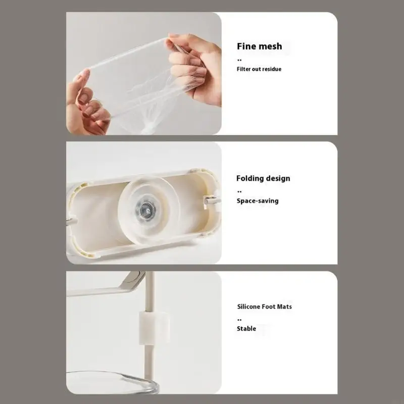 

Suction Cup Sink Strainer Rack Folding Kitchen Sink Strainer with 100Pcs Filter Mesh Bags Sink Filter Holder Enduring