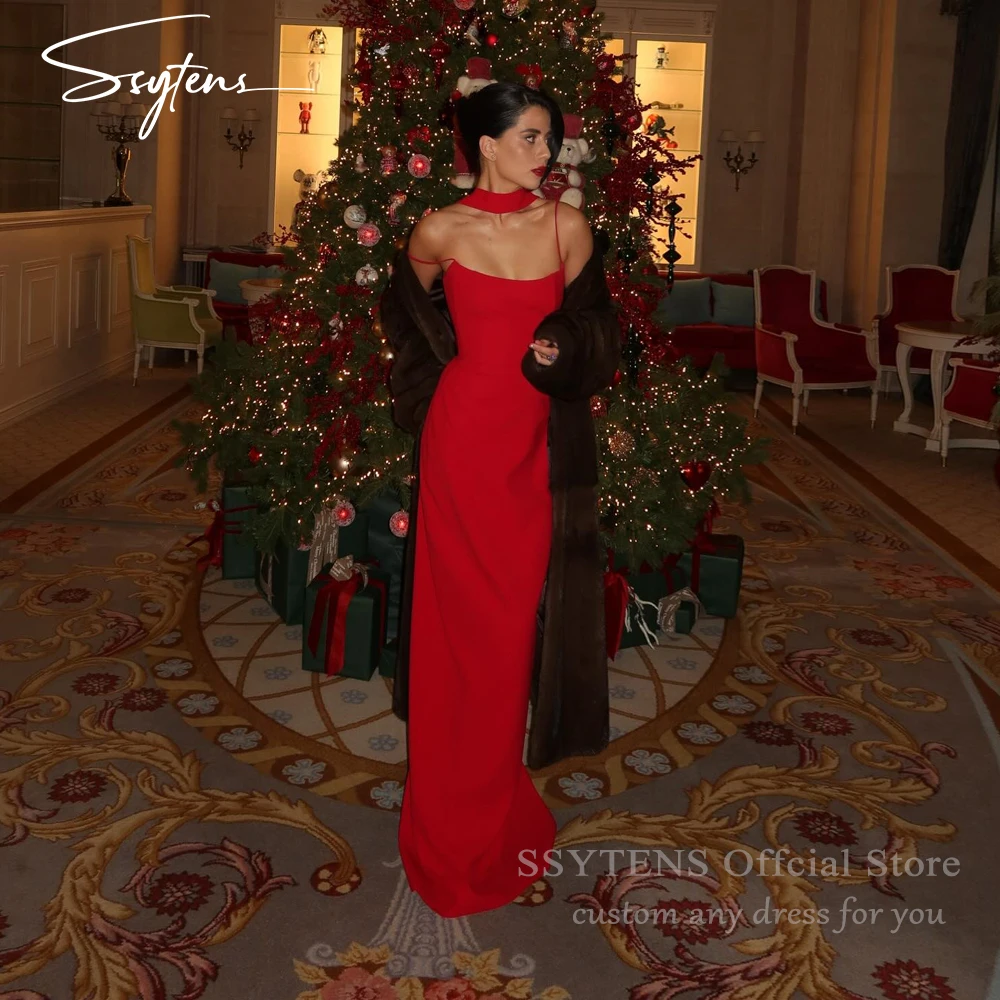 

SSYTENS Customized Red Mermaid Evening Dresses Strapless Floor-Length vestidos de noche Luxury Sleeveless Sexy Formal Event Gown