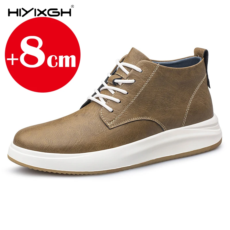 

Мужская повседневная спортивная обувь из натуральной кожи, новинка 2025 года, туфли-лифты, увеличивающие рост, 8 см, 6 см. Мужские высокие мужские дизайнерские туфли
