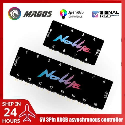 Imagen 1 del producto Controlador asíncrono Nollie RGB HUB 8/16 vías direccionable ARGB divisor compatible con Software de gestión de señal RGB/OpenRGB