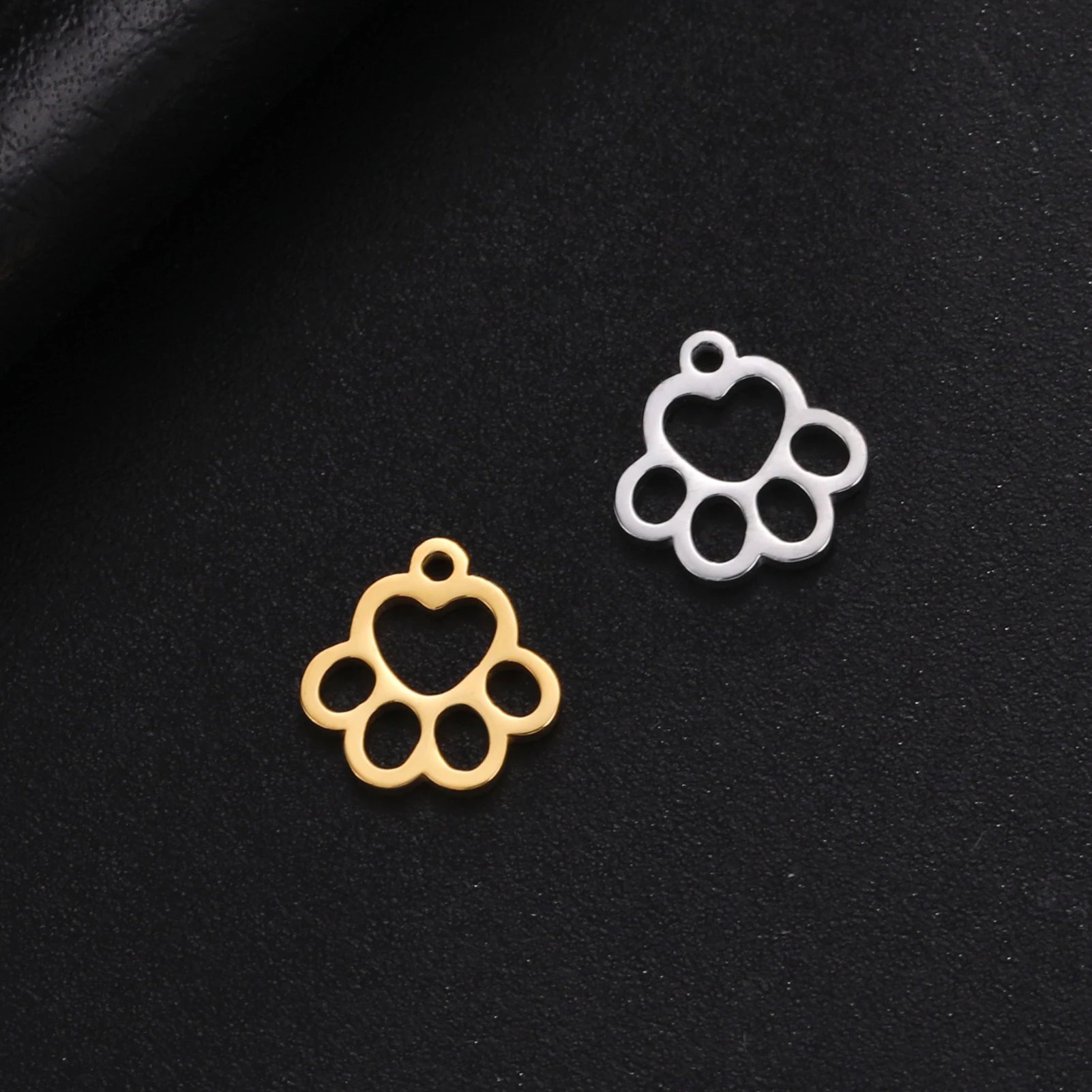 Cazador Stainless Steel Dog Cat Paw Footprint Charms for DIY Jewelry Making Cute Animal Pendant for Bracelet Earrings Necklace