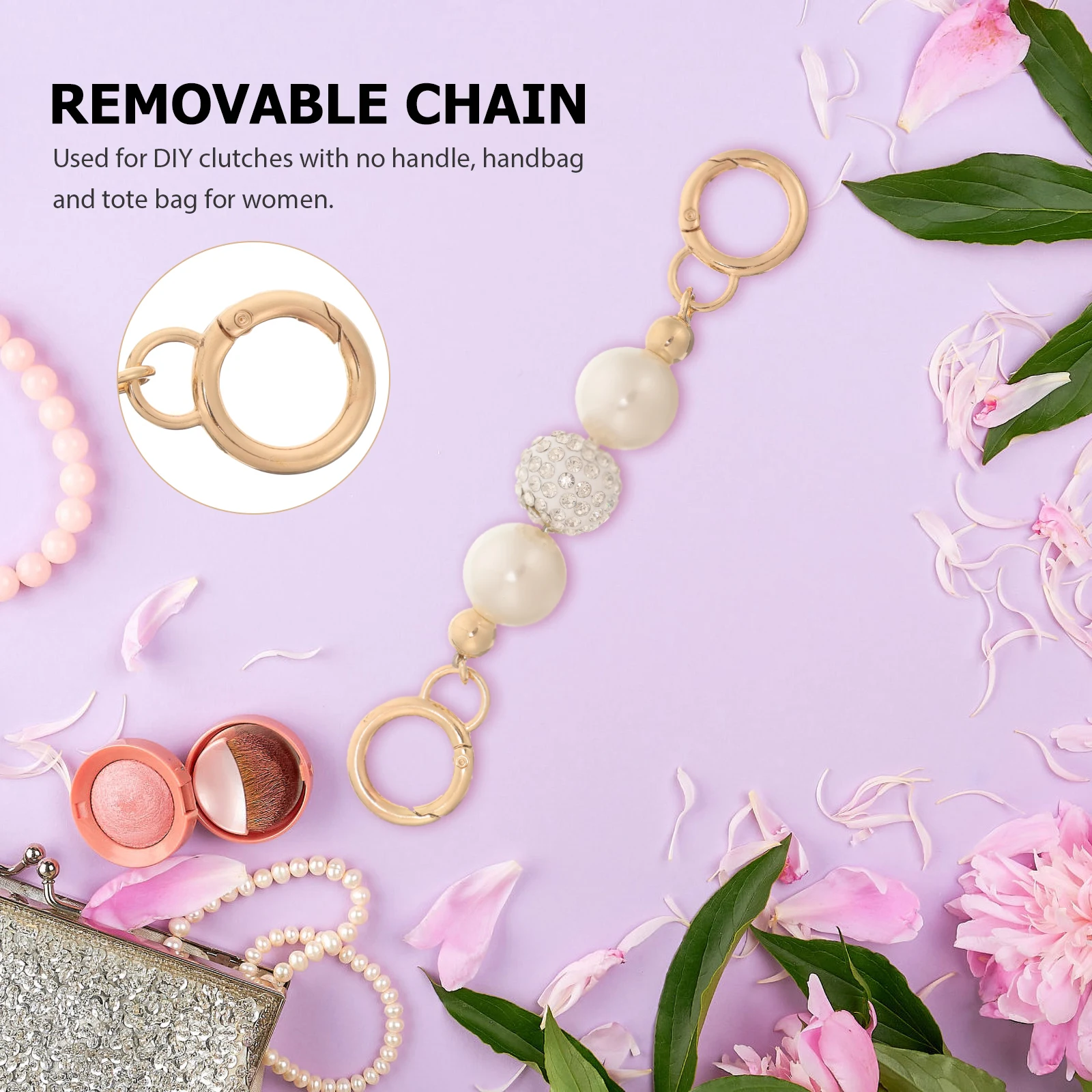 

Exquisite Pearl Bag Chain Replacement Strap for Women Fashionable Handbag DIY Chain Decorative Bag Handle Strap Supply