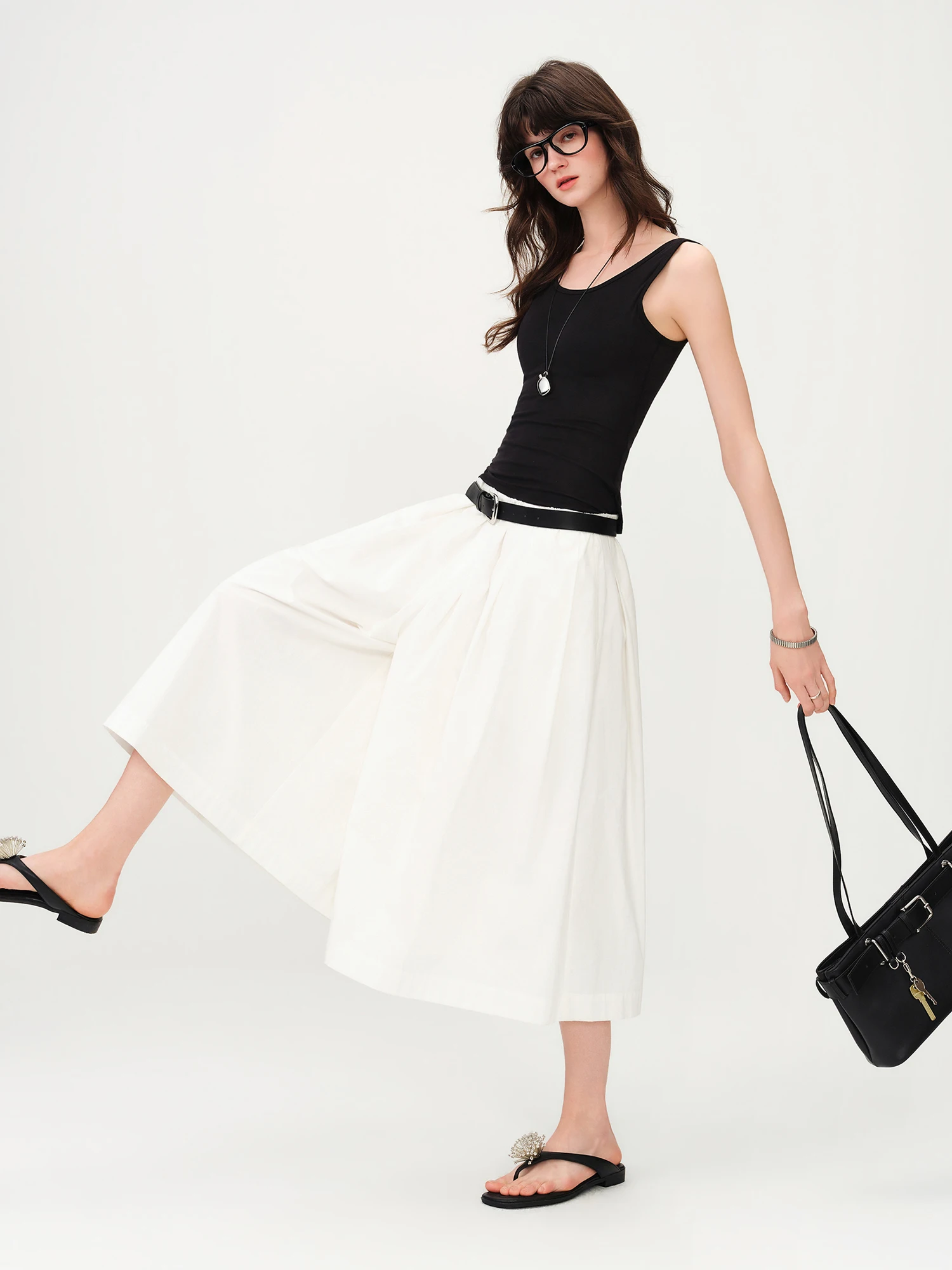 FSLE Cozy Cotton Casual Pants Wide-Leg Fit for Women's Summer 2026 New Arrival A-line Silhouette for Casual Outfits Resort Pants image 2