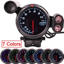 3.5Inch Diameter Car Tachometer RPM Gauge Super Bright LED Background Light 0-11000 RPM with 7 Colors Backlight