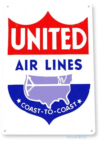 TIN SIGN United Air Lines Retro Metal Sales Service Auto Shop Garage A665 --Tin Sign